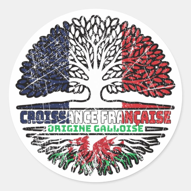 Wales Welsh French France Tree Roots Flag Classic Round Sticker (Front)