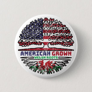 Wales Welsh US American USA United States Tree 6 Cm Round Badge