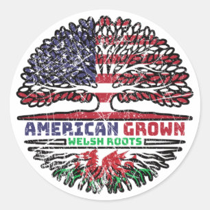 Wales Welsh US American USA United States Tree Classic Round Sticker