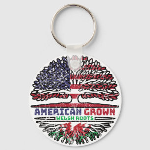 Wales Welsh US American USA United States Tree Key Ring