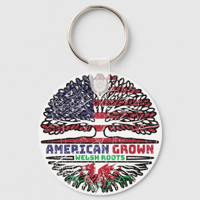 Wales Welsh US American USA United States Tree Key Ring (Front)