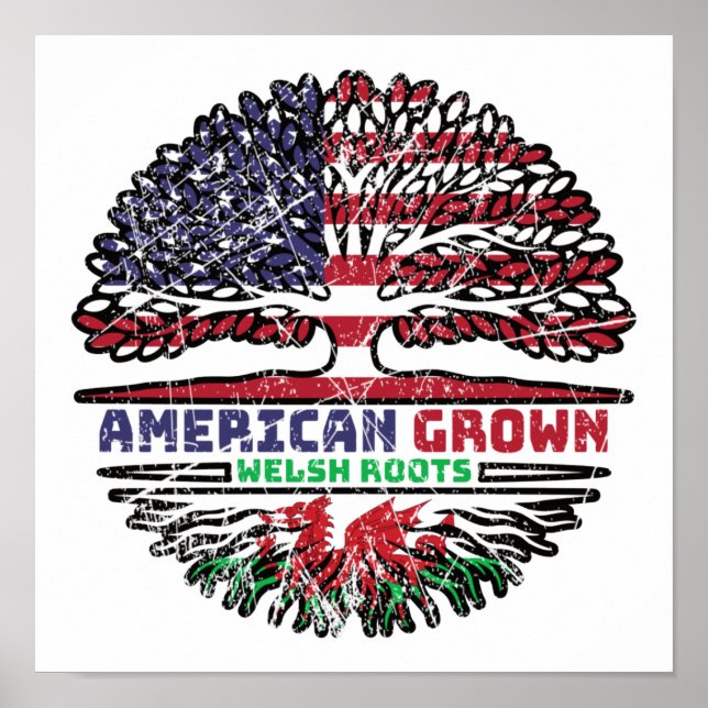 Wales Welsh US American USA United States Tree Poster (Front)