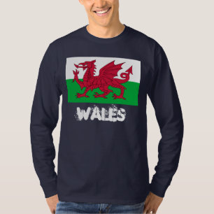 Wales with Welsh flag (Cardiff, Wrexham, Cwmbran) T-Shirt