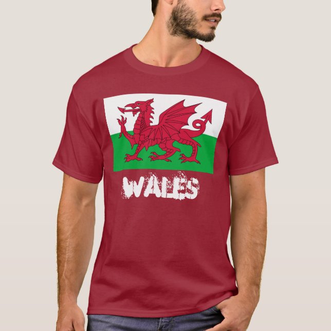 Wales with Welsh flag T-Shirt (Front)