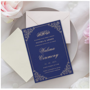 Walima Ceremony Blue Islamic Muslim Wedding Invitation
