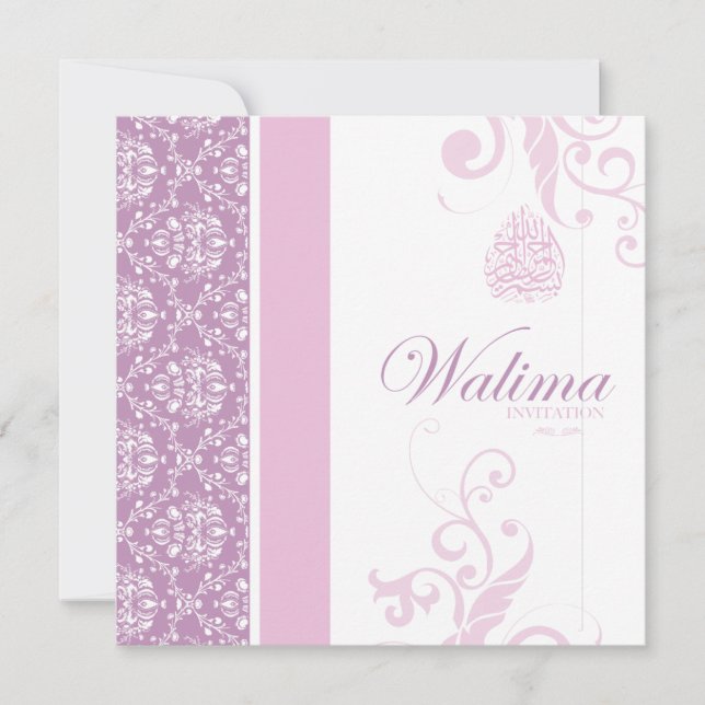 Walima Invitation - Pink- Islamic Wedding (Front)