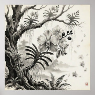 Waling-Waling — Philippine Queen Orchid Sumi-e  Poster