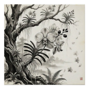 Waling-Waling — Philippine Queen Orchid Sumi-e  Poster