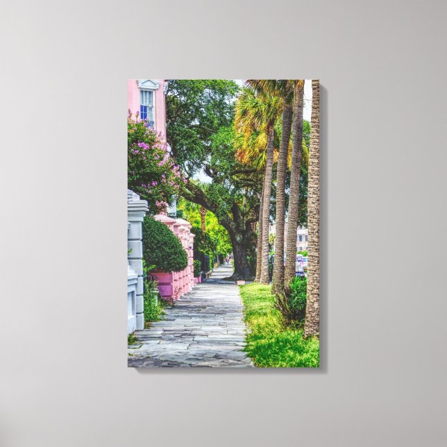 Walk Along Rainbow Row Canvas Print (Front)