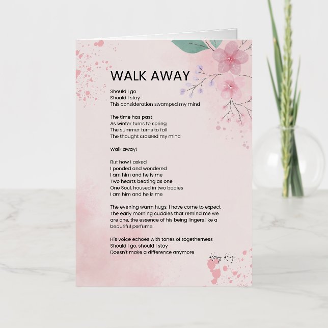 Walk Away - Courage Empowerment Poem Poster Foil Greeting Card (Front)