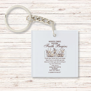 Walk by Faith 2 Corinthians Floral Scripture Key Ring