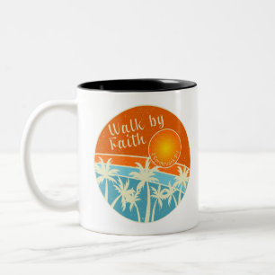 Walk by Faith Christian Design Two-Tone Coffee Mug