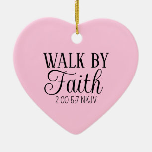 Walk by Faith Christian Living Soft Pink Simple Ceramic Tree Decoration