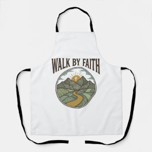 Walk By Faith Christian Mountain Path Vector Apron