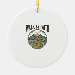 Walk By Faith Christian Mountain Path Vector Ceramic Tree Decoration