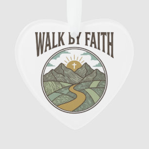 Walk By Faith Christian Mountain Path Vector Ornament