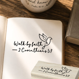 Walk by Faith Dove Scripture Minimalist Christian Rubber Stamp