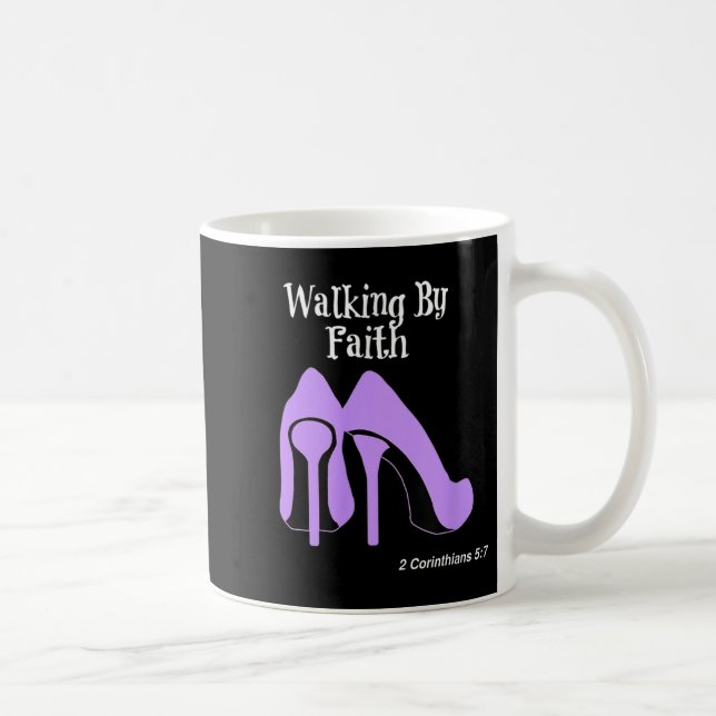 Walk By Faith Graphic Christian Design With Purple Coffee Mug (Right)