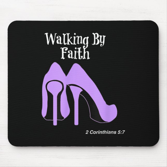 Walk By Faith Graphic Christian Design With Purple Mouse Mat (Front)