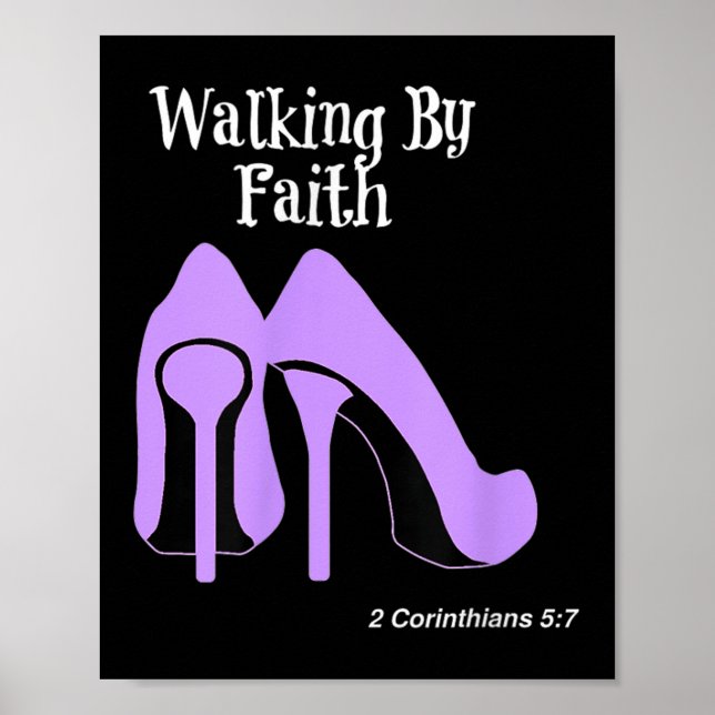 Walk By Faith Graphic Christian Design With Purple Poster (Front)