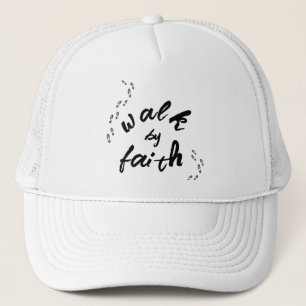 Walk By Faith Men's White Trucker Hat