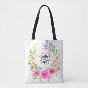 "Walk by faith not by sight" Woman fabric bag