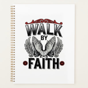 Walk By Faith Vintage Christian T-Shirt Design (2) Planner