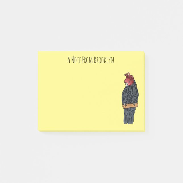 walk cockatoo bird cartoon illustration post-it notes (Front)