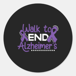 Walk Dementia Warrior Purple Ribbon Awareness Classic Round Sticker