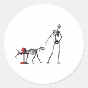 walk dog classic round sticker