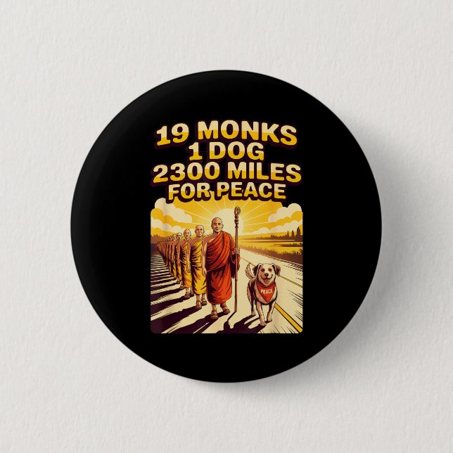 Walk For Peace Buddhist Monks Artwork 6 Cm Round Badge (Front)