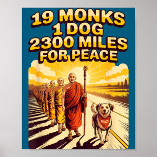 Walk For Peace Buddhist Monks Illustration Poster