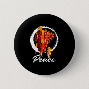 Walk for peace buddhists monks peace aloka dog men 6 cm round badge