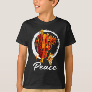 Walk for peace buddhists monks peace aloka dog men T-Shirt