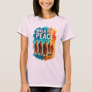 Walk For Peace – Rainy Monk March Splash Art T-Shirt