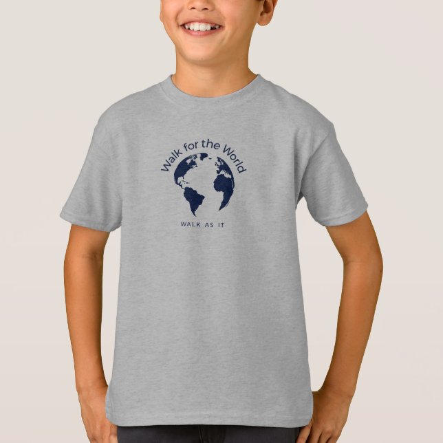 Walk For The World T-Shirt - Boys Dark Grey (Front)