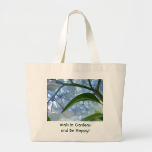 Walk in Gardens & Be Happy! tote bags Blue Floral