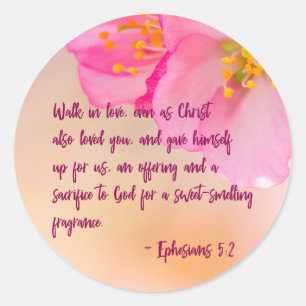 Walk In Love Christian Floral Inspirational Classic Round Sticker