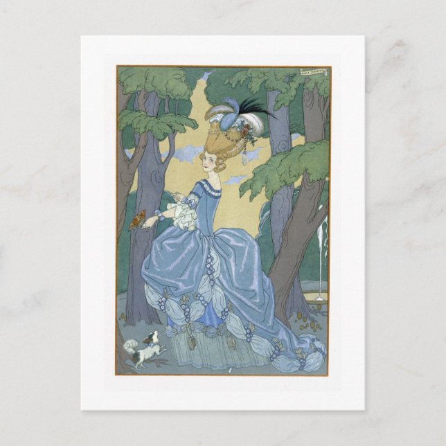 Walk in the Forest, illustration for 'Fetes Galant Postcard (Front)