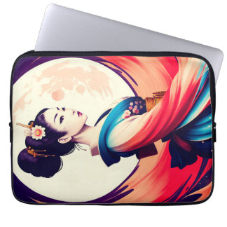 Walk In The Moonlight Japanese Geisha Laptop Sleeve