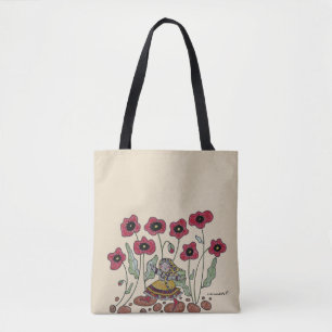 Walk in the Poppies Ukrainian Folk Art Tote Bag