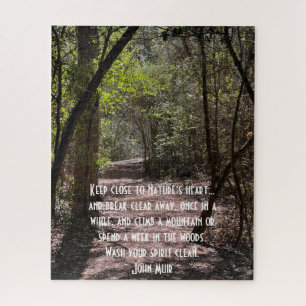 Walk in the woods; nature quote by John Muir Jigsaw Puzzle