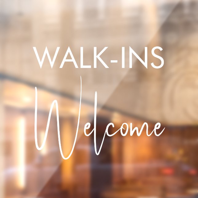 Walk-ins Welcome Modern White Text Hair Nail Salon Window Cling (Sheet 2)