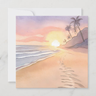 Walk on the Beach | Ocean Watercolor Flat Card