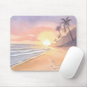 Walk on the Beach   Ocean Watercolor Mouse Mat