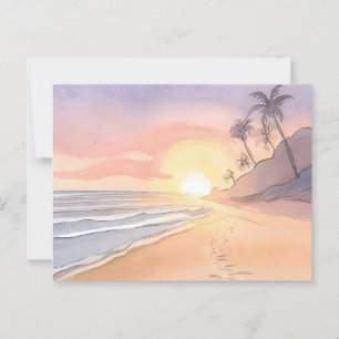 Walk on the Beach   Ocean Watercolor Postcard