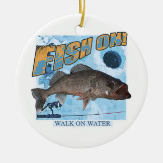 Walk on water walleye ceramic tree decoration