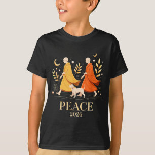 Walk peace 2026 world peace monks with aloka dog T-Shirt