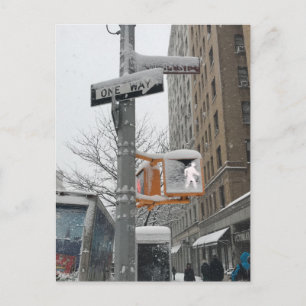 Walk Street Sign Snow Upper West Side New York NYC Postcard