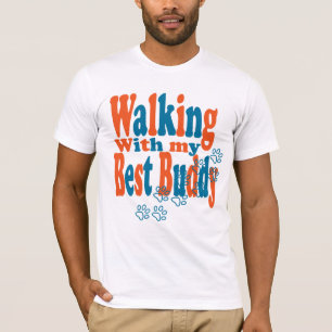 Walk the dog men basic white t-shirt
